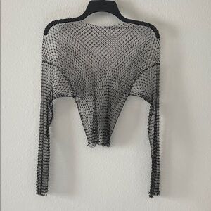 Rhinestones Black Mesh Crop Top